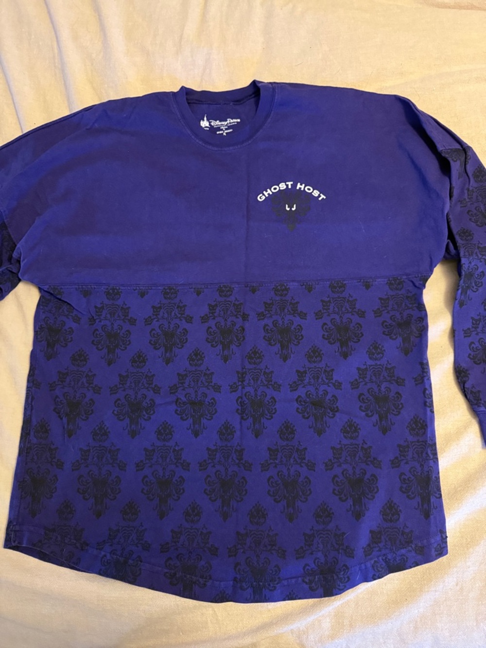 Disney Haunted Mansion Ghost Host Long Sleeve Tee - Purple & Black Spirit Jersey